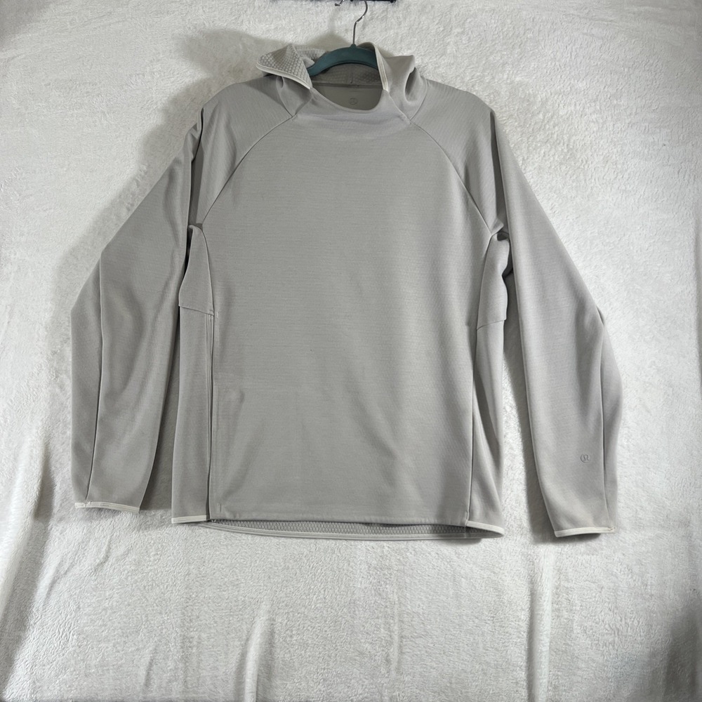 Lululemon Hoodie Mens M Dove Grey Gridliner Fleece Performance Pullover Gym